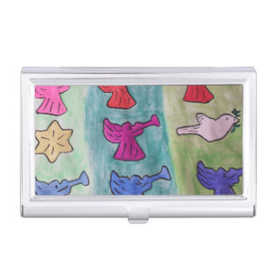 Christmas Angels With Trumpets Business Card Case