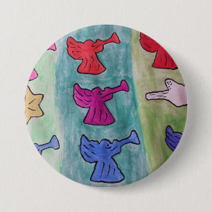 Christmas Angels With Trumpets Button