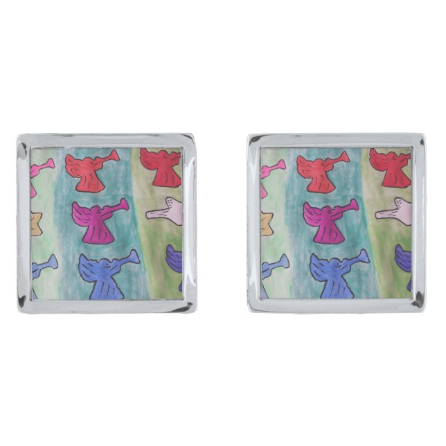 Christmas Angels With Trumpets  Cufflinks (Front)