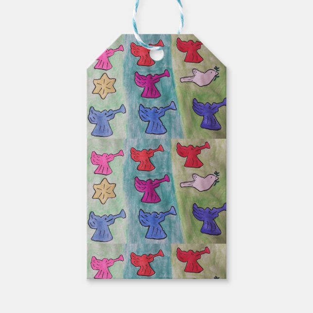 Christmas Angels With Trumpets Gift Tags (Front)