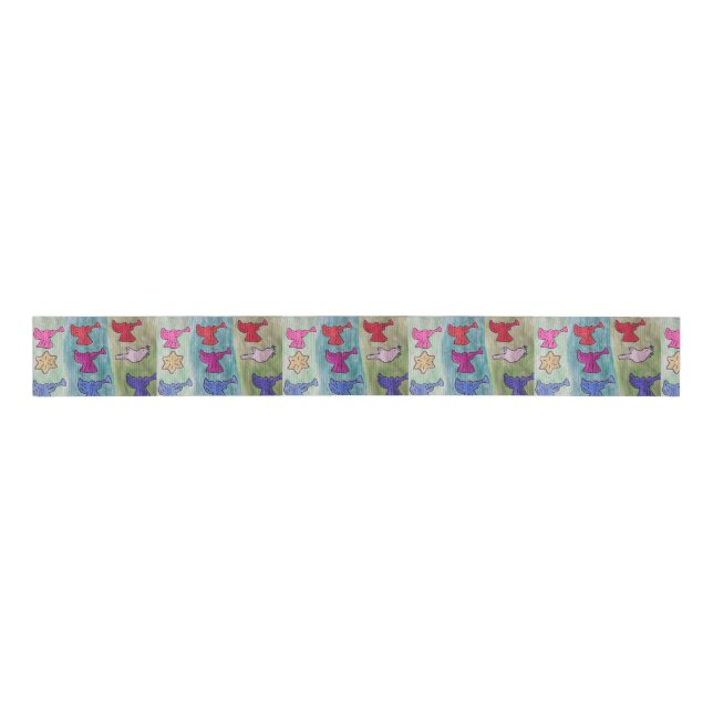 Christmas Angels With Trumpets Grosgrain Ribbon (Front)