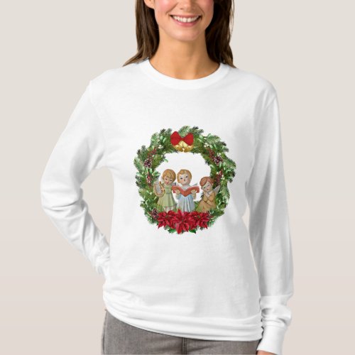 Christmas Angels Wreath T_Shirt