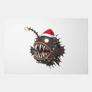 Christmas Anglerfish Lophius Santa Hat Holiday Doormat
