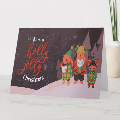 Christmas animal carol singers card