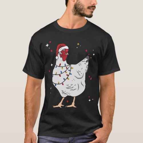 Christmas Animal Chicken Xmas Farmer T_Shirt