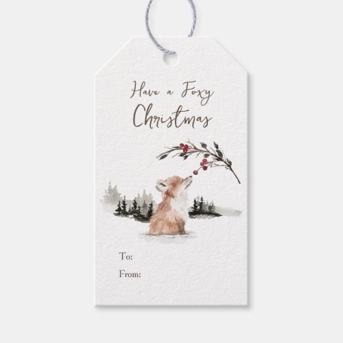 Christmas Animal Fox  Gift Tags
