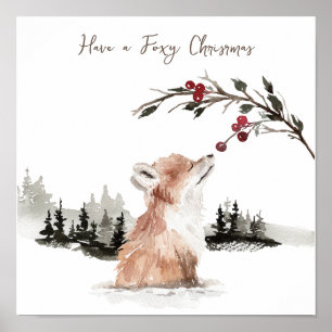 Christmas Animal Fox Poster