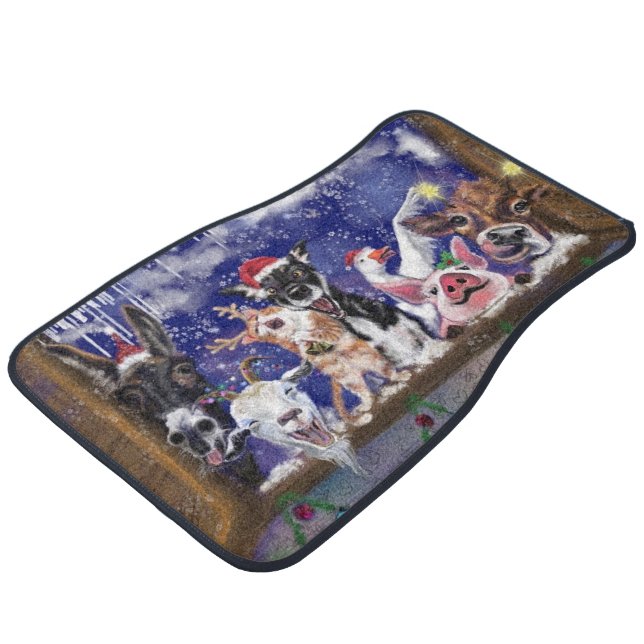 Christmas Animal Party Funny Car Floor Mat (Angled)