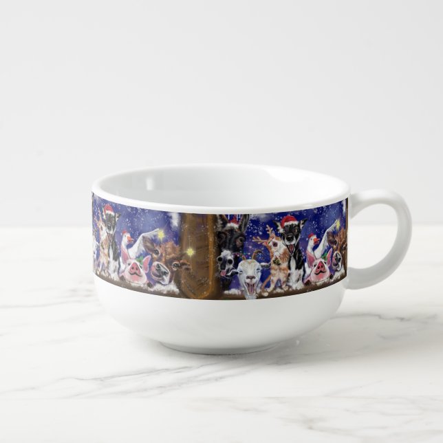 Christmas Animal Party Funny Soup Mug (Left)