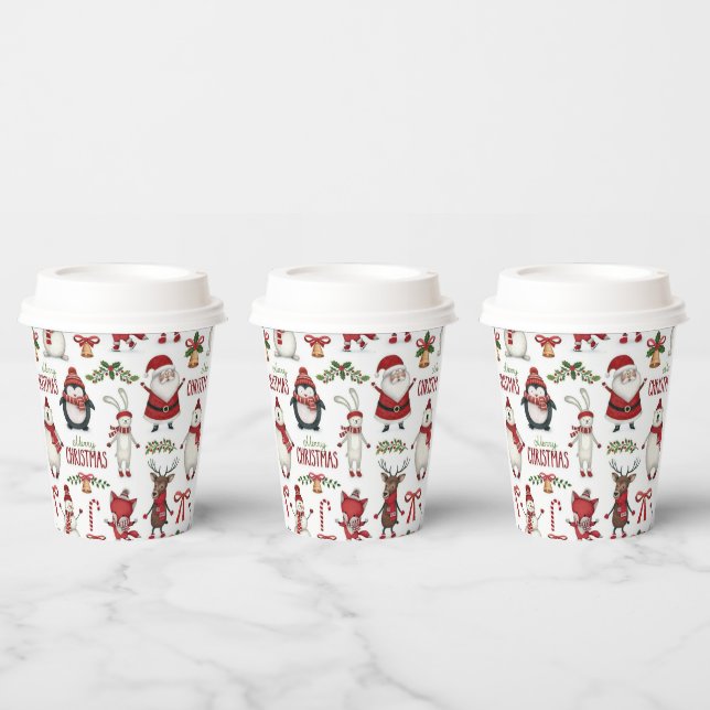 Christmas animal pattern paper cups (Multi)