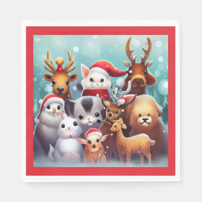 Christmas Animals 2 Napkins (Front)