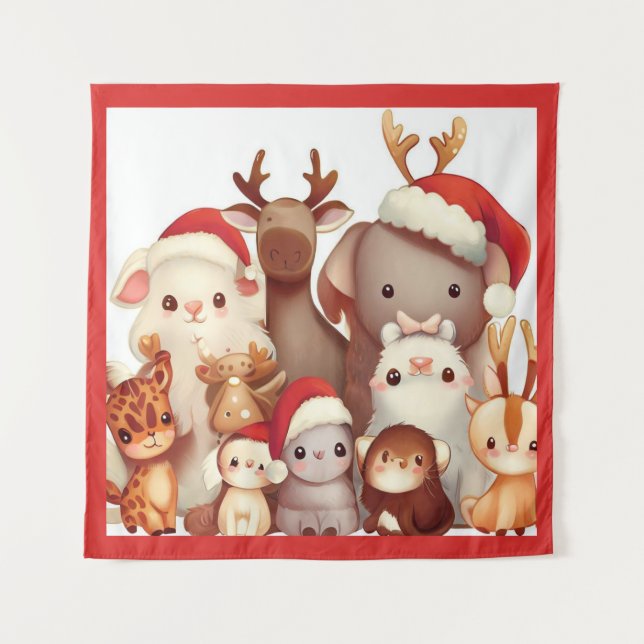 Christmas Animals 3 Tapestry (Front)