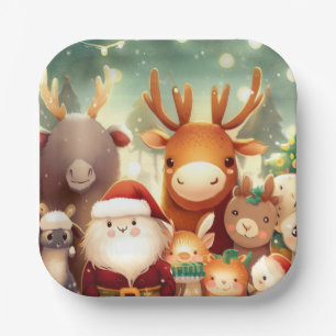 Christmas Animals 8 Paper Plates