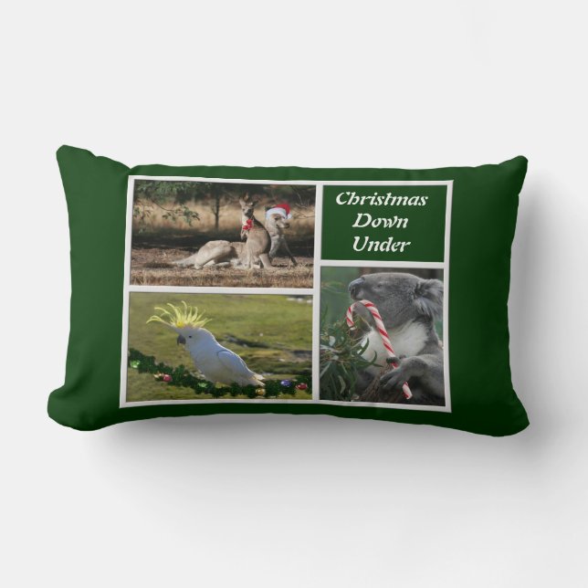 Christmas Animals Aussie Style - Personalizable Lumbar Pillow (Front)