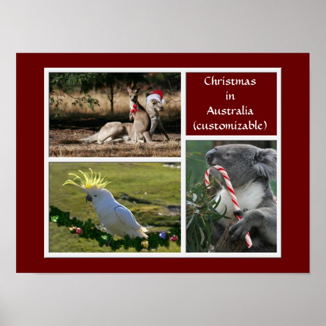 Christmas Animals Aussie Style - Personalizable Poster (Front)