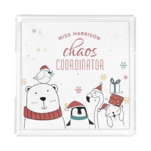 Christmas Animals Chaos Coordinator Personalized Acrylic Tray