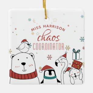 Christmas Animals Chaos Coordinator Personalized Ceramic Ornament