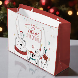 Christmas Animals Chaos Coordinator Personalized Large Gift Bag