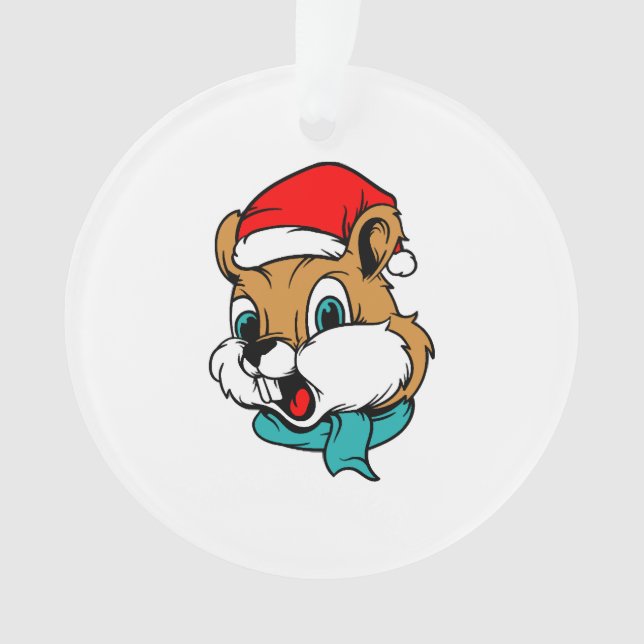 Christmas Animals Christmas Chipmunk Santa Ornament (Front)