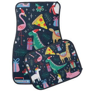 Christmas Animals, Cute Seamless Design. Car Floor Mat