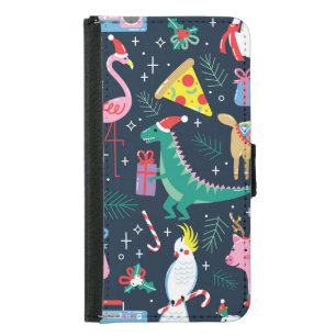 Christmas Animals, Cute Seamless Design. Samsung Galaxy S5 Wallet Case