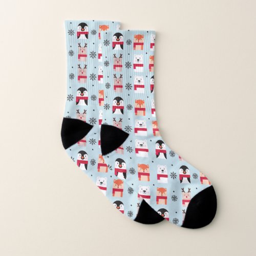 Christmas Animals Deer Polar Bear Penguin  Fox Socks