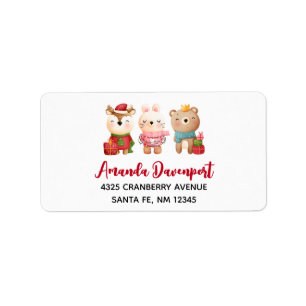 Christmas Animals in Festive Outfits Label