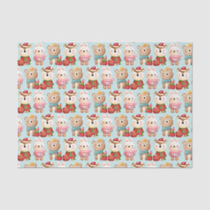 Christmas Animals in Festive Outfits Pattern Tissue Paper