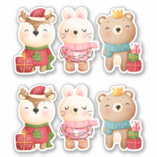 Christmas Animals in Festive Outfits Sticker