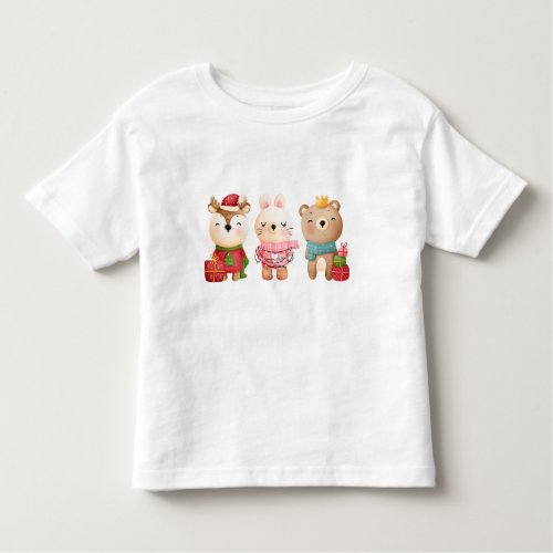 Christmas Animals in Festive Outfits Toddler T_shirt