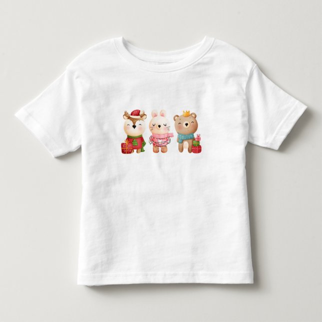 Christmas Animals in Festive Outfits Toddler T-shirt (Front)