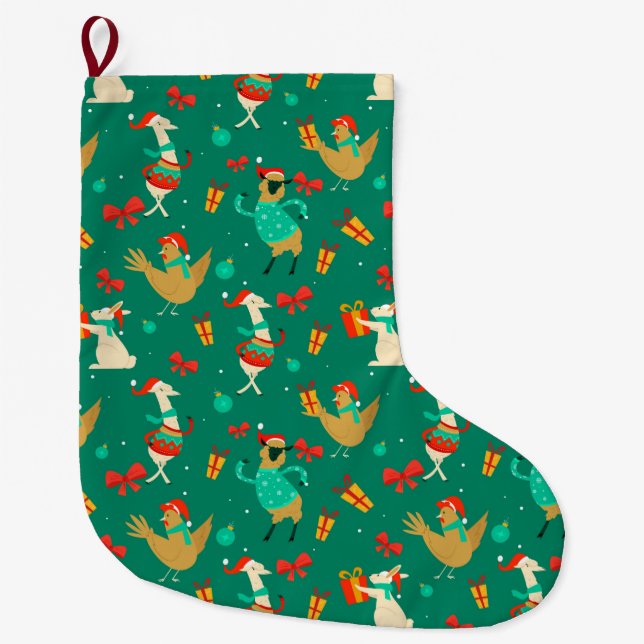 Christmas Animals Large Christmas Stocking (Front)