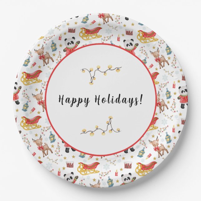Christmas Animals Paper Plates (Front)