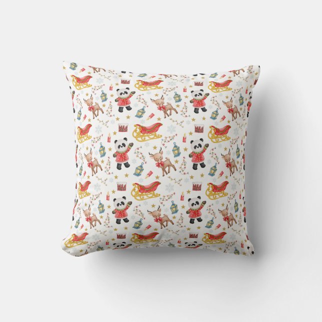 Christmas Animals Throw Pillow (Front)
