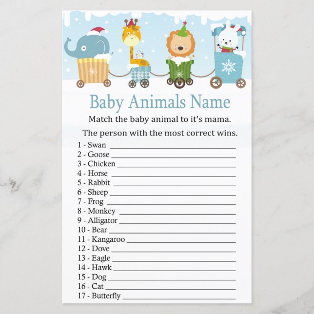 Christmas animals train Baby Animals Name Game (Front)