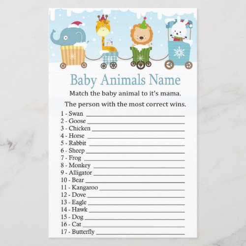 Christmas animals train Baby Animals Name Game