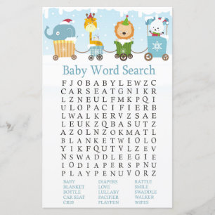 Christmas animals train Baby Shower Word Search