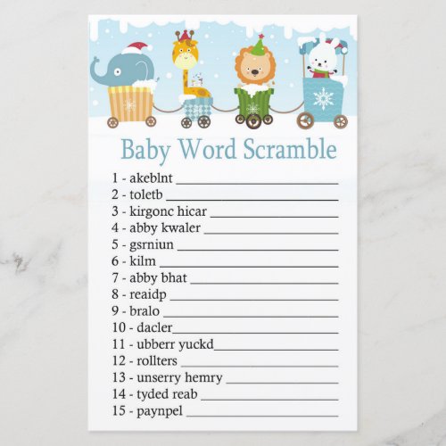 Christmas animals train Baby word scramble game
