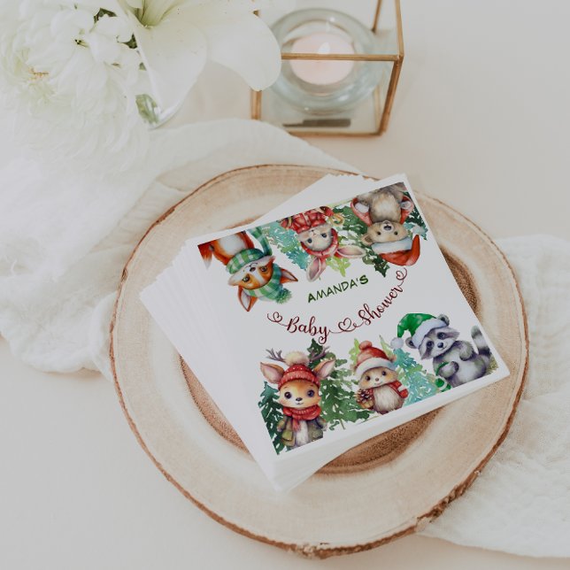 Christmas Animals Winter Baby Shower  Napkins (Creator Uploaded)