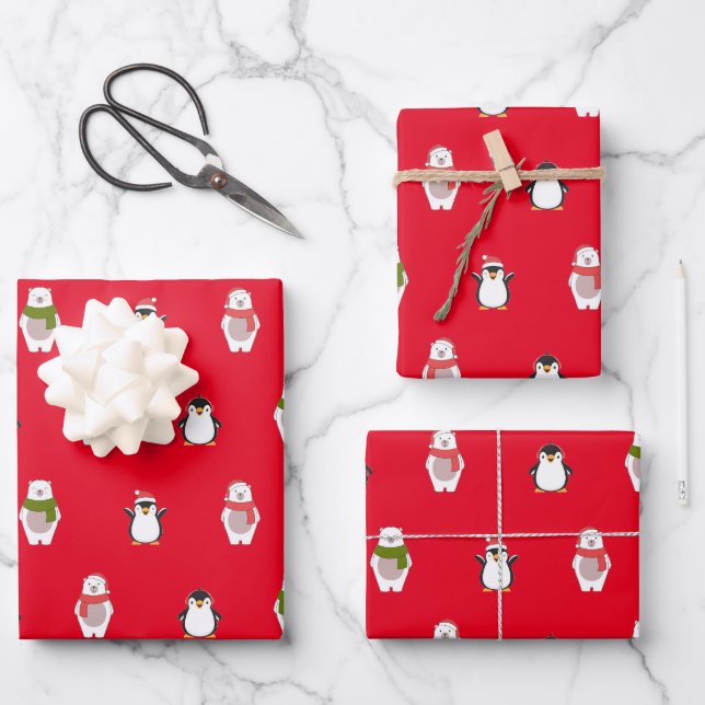 Christmas Animals Wrapping Paper Sheets (Front)