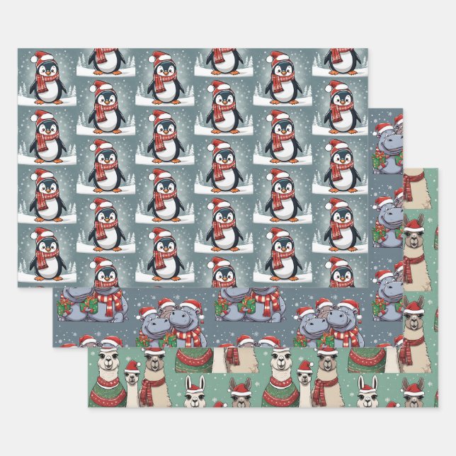 Christmas Animals Wrapping Paper Sheets (Set)