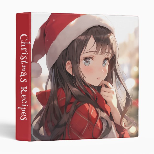 Christmas Anime Girl 3 Ring Binder (Front/Spine)