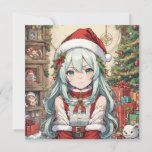 Christmas anime girl  holiday card