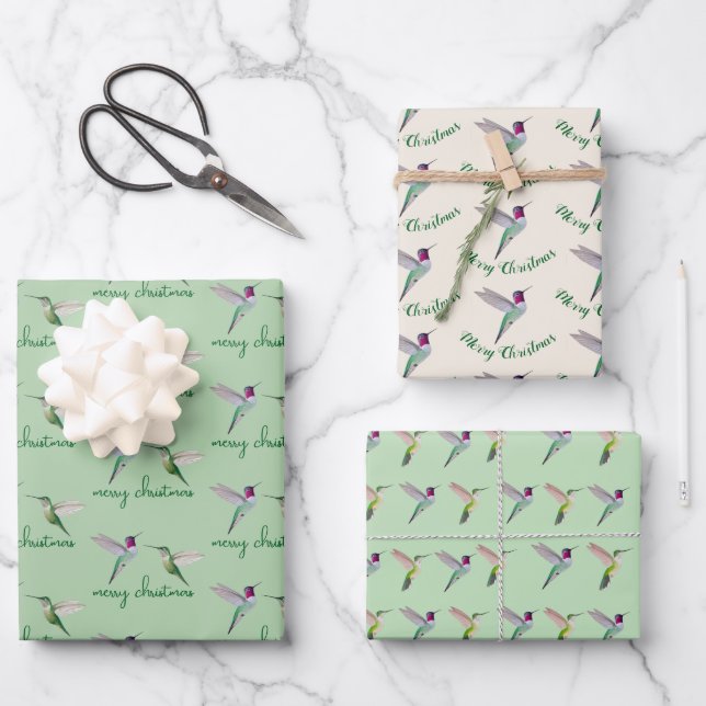 Christmas Anna'sHummingbird Wrapping Paper Sheets (Front)