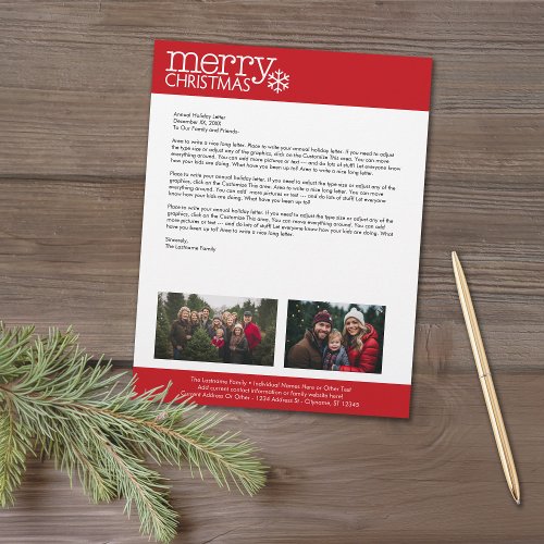 Christmas _ Annual Holiday Family Letter 2 Photo Letterhead