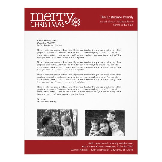 Christmas - Annual Holiday Letter - TEMPLATE Letterhead | Zazzle.com