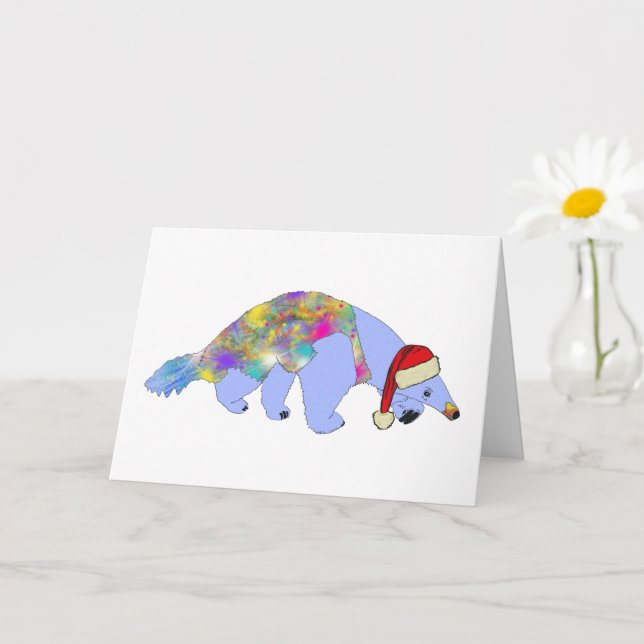 Christmas Anteater Funny Weird Psychedelic Animal Card (Small Plant)