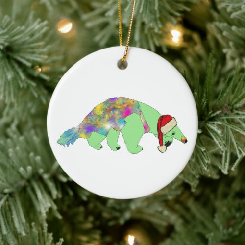 Christmas Anteater Funny Weird Psychedelic Animal Ceramic Ornament