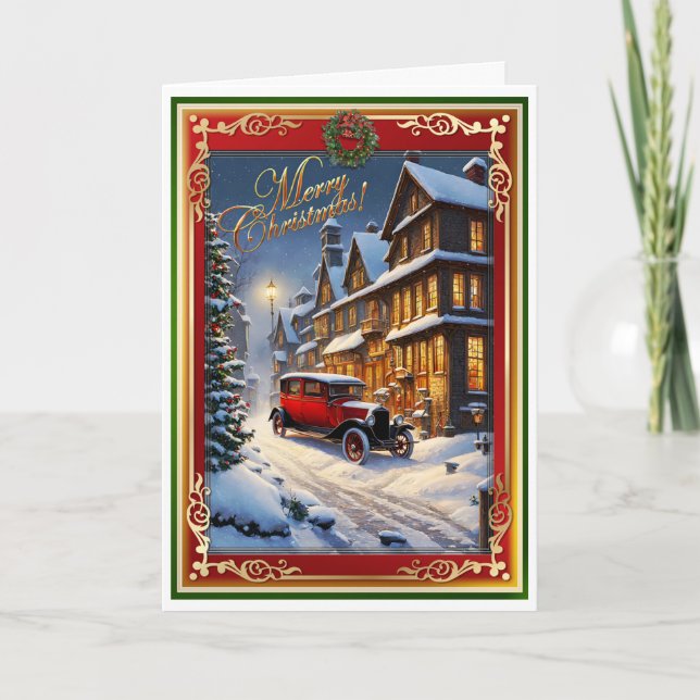 Christmas Antique car Card (Front)