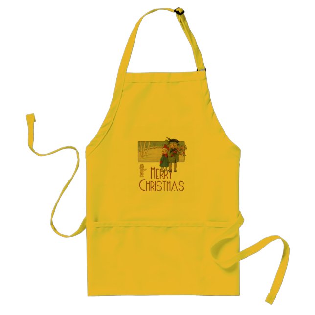 Christmas Antique Children Illustration 1920  Adult Apron (Front)
